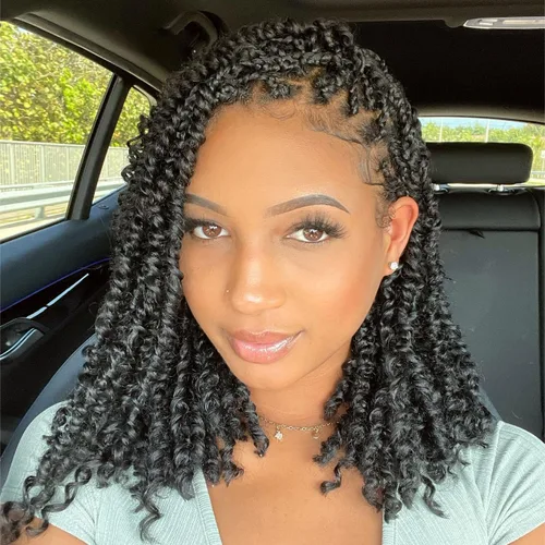 Miniatura 17 de Pelo de ganchillo Passion Twist de 10 pulgadas, 8 paquetes, cabello Passion Twist pre-trenzado, cabello de ganchillo Passion Twist para mujeres 1b