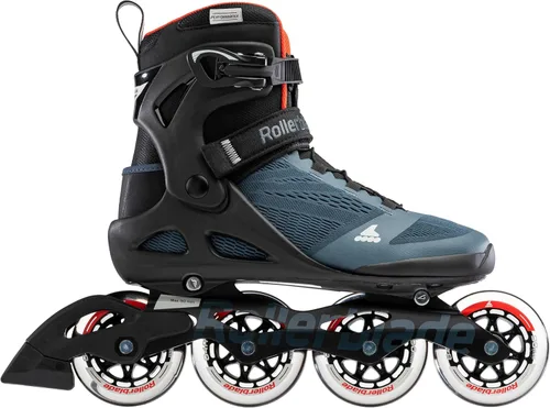 Miniatura 2 de Rollerblade Macroblade 90 Patines en línea de fitness para hombres adultos, Azul Orión/Naranja Picante, Patines en línea de rendimiento