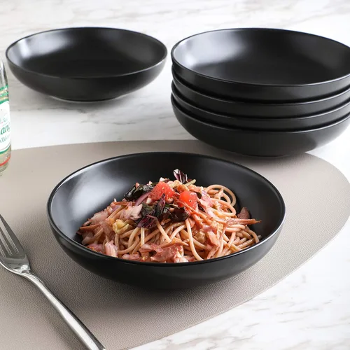 Miniatura 6 de Selamica Tazones de cerámica para pasta de 7.8 pulgadas, cuencos grandes de porcelana de 26 onzas, aptos para lavavajillas y microondas, juego de 6