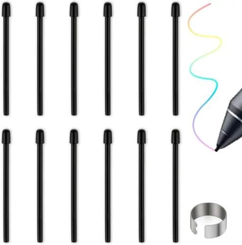 RAPUDA Puntas de bolígrafo estándar para WACOM, 12 puntas de repuesto negras para Wacom Intuos Pro, Wacom IMobileStudio Pro, Wacom Cintiq Pro, Wacom