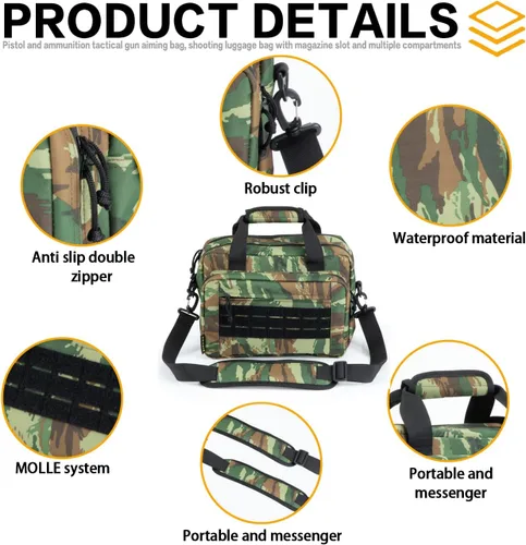 Miniatura 2 de Bolsa para polígono de tiro, estuche para pistola, bolsas para pistolas y munición para pistolas de mano y bolsa de transporte blanda para disparar