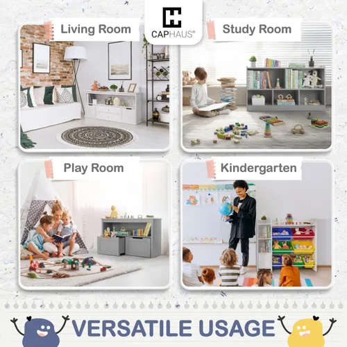 Miniatura 6 de CAPHAUS Organizador de almacenamiento de juguetes con compartimentos abiertos para niños, 44.1 x 11.8 x 24.2 pulgadas, blanco, organizadores