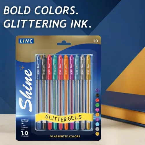 Miniatura 3 de Paquete de 10 bolígrafos de gel con purpurina Shine - Surtido