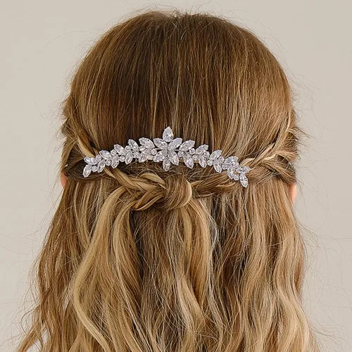 Miniatura 3 de Missgrace Peine de pelo de circonita brillante para novia, estilo bohemio, simple, para novia, boda, graduación, brillante, diamantes de imitación