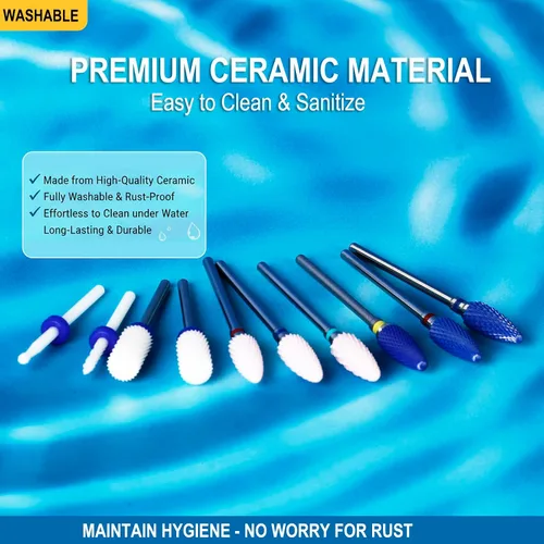 Miniatura 5 de Juego de brocas de uñas de cerámica para uñas acrílicas, esmalte de gel profesional, kit de brocas de uñas Efile de 3/32 pulgadas para cutículas