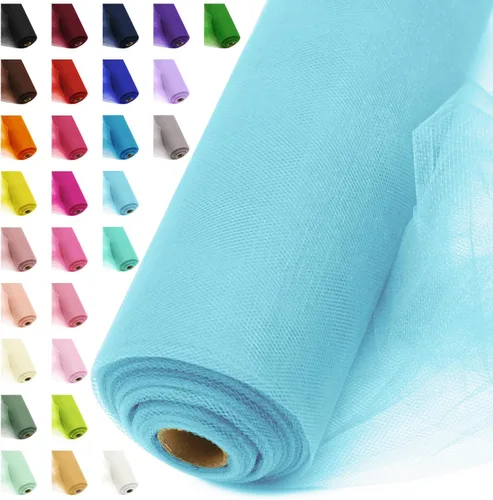 Miniatura 50 de Rollos de tela de tul, 54 pulgadas por 10 yardas (30 pies), cinta de tul para decoración de fiestas de boda, rollo de tela transparente en bobina
