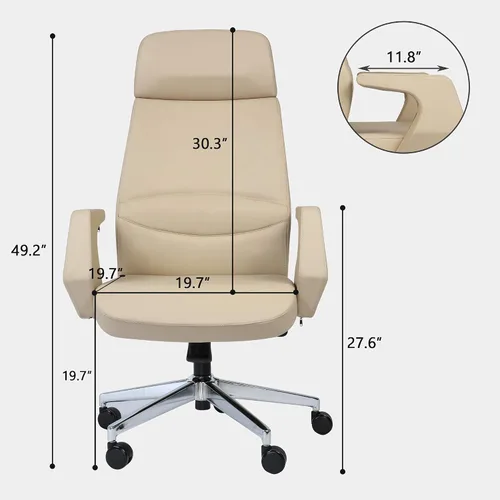 Miniatura 3 de Silla ejecutiva de escritorio de oficina con respaldo alto, ergonómica y ajustable, giratoria con soporte lumbar, reposabrazos acolchados perfectos
