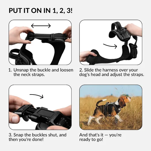 Miniatura 4 de CollarDirect Arnés reflectante sin tirones para perro, con asa y clip frontal, chaleco acolchado suave ajustable para perros pequeños a grandes