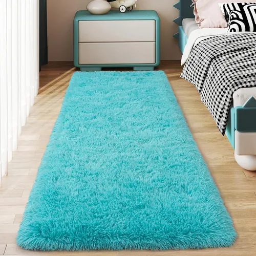 Miniatura 69 de Alfombras suaves para pasillos de dormitorio, nuevas, con parte inferior antideslizante mejorada, de 2 x 3, alfombra esponjosa y peluda verde