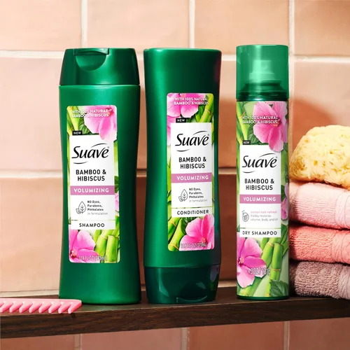 Miniatura 7 de Suave Champú voluminizador de bambú e hibisco, para cabello fino y plano, sistema probado en salón para aumentar el volumen y el cuerpo del cabello