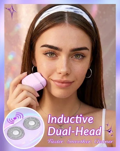 Miniatura 2 de Depilación facial para la cara de las mujeres: afeitadora facial sin dolor con 2 cuchillas duales - Dispositivo removedor de pelo portátil