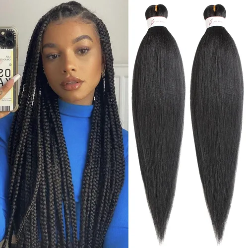 Miniatura 18 de Unionbeauty - Cabello trenzado preestirado de 16 pulgadas, 8 paquetes de cabello rubio trenzado con agua caliente, textura Yaki, trenzas