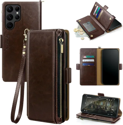 Miniatura 23 de Antsturdy Samsung Galaxy S22 Ultra - Cartera con tarjetero para mujeres y hombres, funda para teléfono Galaxy S22 Ultra 5G, bloqueo RFID, piel