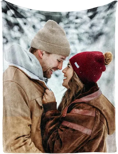MeMoShe Manta personalizada de felpa con foto para regalo de cumpleaños para novio o novia 40x50 pulgadas, manta personalizada con imagen, regalos