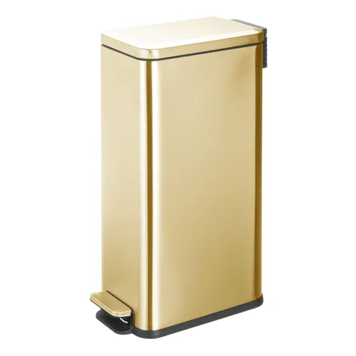 Miniatura 15 de mDesign Pequeño y moderno cubo de basura rectangular de metal con tapa y pedal de 1.3 galones, compacto, con cubo interior extraíble con asa