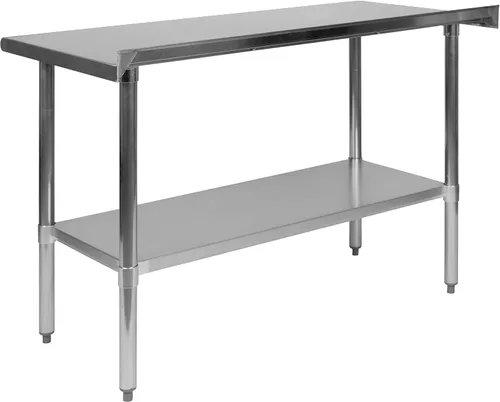 Miniatura 5 de Flash Furniture Rawcliffe - Mesa de trabajo y preparación de acero inoxidable de calibre 18 con protector contra salpicaduras y estante inferior