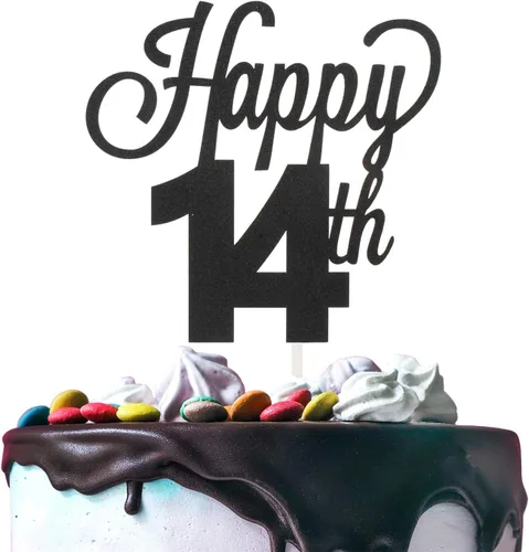 Miniatura 77 de LINGTEER - Decoración para pastel con texto "Happy Birthday 100", color negro