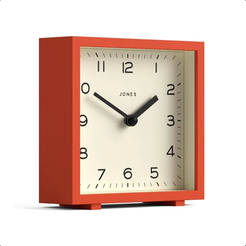 Miniatura 8 de JONES CLOCKS® Reloj de escritorio disco Elegante diseño cuadrado Negro Elegante y fácil de leer para estante, mesa, mantel o mesita de noche