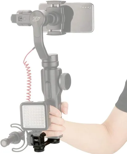 Miniatura 5 de ULANZI PT-3 Adaptador de montaje de zapata fría triple de aluminio para cardán (DJI Osmo Mobile 2/3, Zhiyun, Feiyutech), barra de extensión