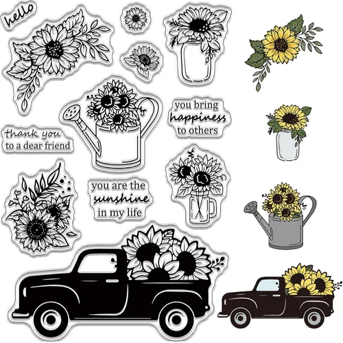 Miniatura 23 de CRASPIRE Sellos Transparentes con Fondo de Grieta Vintage Retro, Sellos de Goma Reutilizables de Silicona Transparente para Álbum de Fotos, Álbum