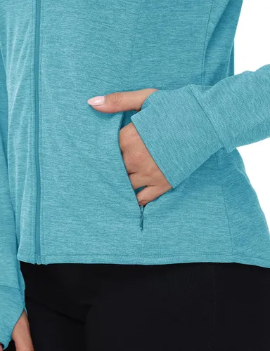 Miniatura 34 de TBMPOY Chaquetas con capucha y protección solar UPF 50+ para mujer, ligeras, de manga larga, para senderismo, exteriores, con cremallera completa