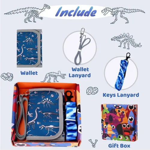 Miniatura 4 de Choco Mocha Carteras infantiles para niños, Dinosaurio Fósil-Azul, Moderno