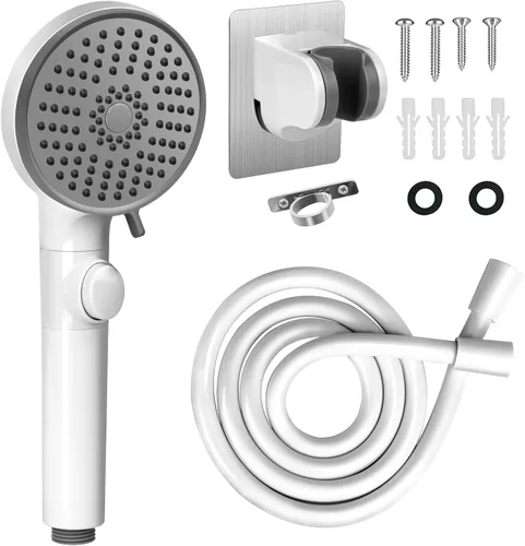 Miniatura 10 de Cabezal de ducha para autocaravana con manguera de acero inoxidable, cabezal de ducha de alta presión de 5 modos con interruptor de encendido