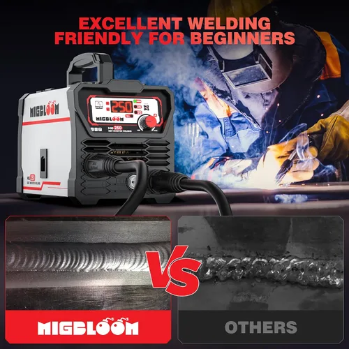 Miniatura 6 de 250A Soldador Mig, Soldador 110V FLUX MIG/ARC/Lift TIG sin gas, Soldador Mig 3 en 1 con sinergia e inversor IGBT, Soldador de núcleo de flujo