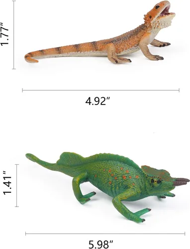 Miniatura 7 de UANDME 8 figuras de animales de lagarto realistas de reptiles, accesorios de broma de camaleón, juguete aterrador, criaturas salvajes de la vida