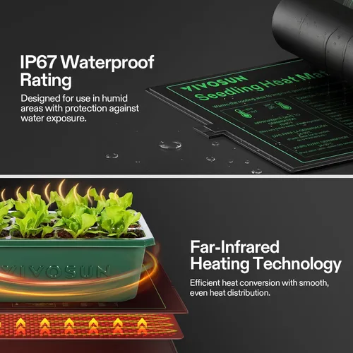 Miniatura 8 de VIVOSUN Paquete de 6 bandejas de inicio de semillas con tapete térmico de plántulas de 10 x 20.75 pulgadas, controlador de temperatura de pantalla