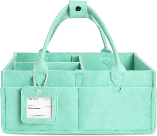 Miniatura 11 de GEMII Organizador de pañales – Organizador grande para bebés con asa para artículos esenciales para recién nacidos, niños o niñas (gris, grande)
