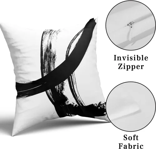 Miniatura 7 de Juego de 2 fundas de almohada decorativas en blanco y negro, fundas de almohada abstractas modernas de 16 x 16 pulgadas, fundas de cojín