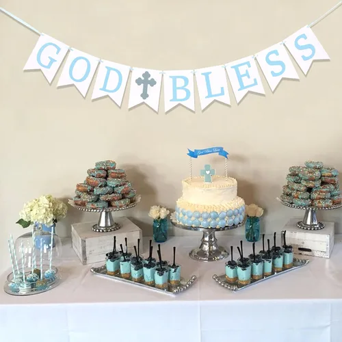 Miniatura 4 de WAUAO Cartel de God Bless – Bautismo, baby shower, primera comunión, decoración de fiesta de accesorios de fotos