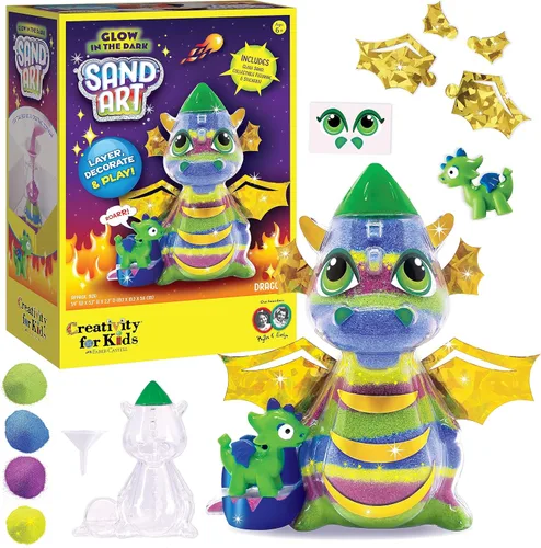 Creativity for Kids Kit de arte de arena para niños: dragón - Artes y manualidades para niños, pequeñas manualidades de primavera (a partir de 6