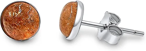 Pendientes naturales de 0.236 in con chapado en oro blanco sobre plata de ley, bisel cabujón de piedras preciosas regalo de joyería para ella,