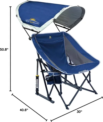 Miniatura 3 de GCI Outdoor Mecedora Plegable para Exteriores con Dosel para Protección Solar Azul real