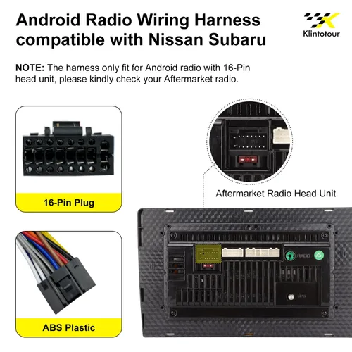 Miniatura 3 de Adaptador de cableado de radio del mercado de repuestos compatible con Nissan 2007-2013/Subaru 2008-2013, arnés de estéreo de coche Android de 16
