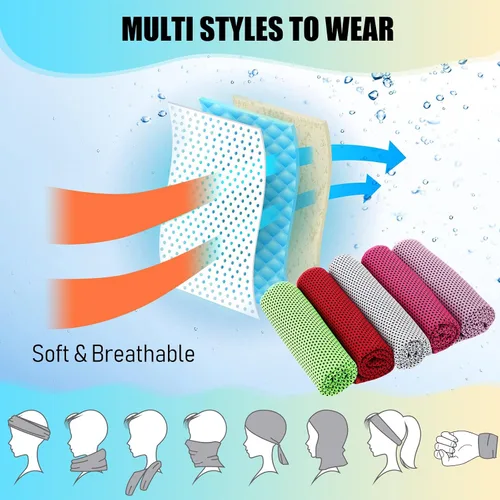 Miniatura 3 de BBTO Paquete de 50 toallas refrescantes a granel – Toalla de hielo transpirable de microfibra para cuello frío y cara – Yoga de verano, deportes