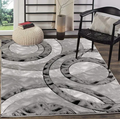 Miniatura 23 de GLORY RUGS Alfombra de área 2x3 marrón, tapete para puerta, círculos modernos, suave, alfombra de piso contemporánea con textura esponjosa