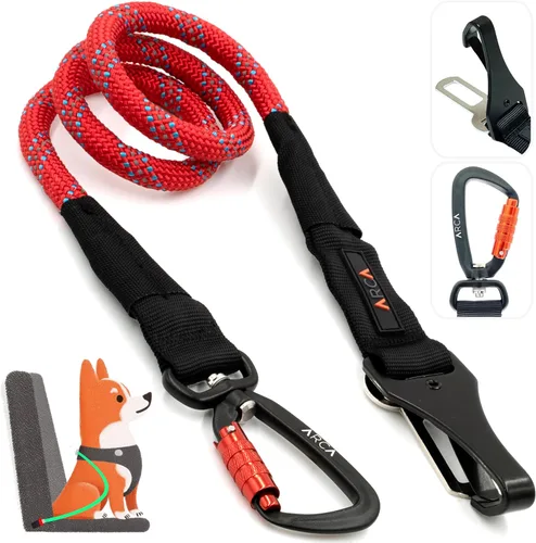 Cinturón de seguridad para perro | Cinturón de seguridad universal para automóvil para mascotas con cuerda de escalada reflectante, mosquetón de