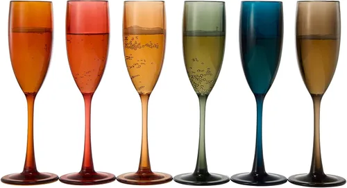 Miniatura 9 de The Wine Savant - Juego de 6 copas de champán de plástico acrílico estilo europeo Copas de champán coloreadas reutilizables para brindis 100%