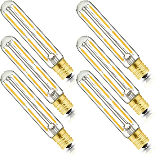 Bombilla LED de filamento tubular E17 T6.5, bombillas de tubo LED regulables de 4 W, 500 lm, blanco cálido 2700 K, equivalente a bombilla