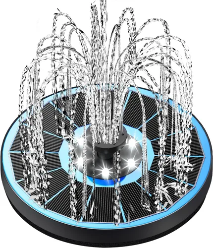 Miniatura 11 de Yzert Panel solar de vidrio con batería de 2200 mAh, fuente de agua solar flotante de 3.5 W con 4 varillas fijas, bomba solar para baño de pájaros