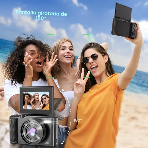 Miniatura 4 de Cámara digital 5K Vlogging para principiantes, cámara de viaje de 80 MP para fotografía con tarjeta de 32 GB, cámara compacta portátil con zoom