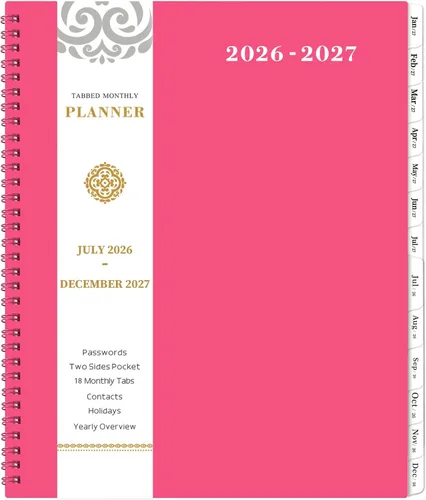 Miniatura 21 de Agenda mensual 2026 - Agenda 2026, agenda de enero 2026 a diciembre 2026, calendario mensual de 12 meses con pestañas y bolsillo, etiquetas
