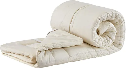 Sleep & Beyond My Topper - Cubrecolchón de lana, funda de percal de algodón cómodo para todo el año, respetuoso con la naturaleza, lavable,