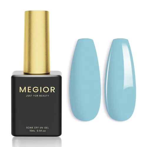 Miniatura 15 de MEGIOR Esmalte de uñas de gel azul de 0.5 onzas líquidas, color azul grisáceo, lámpara LED UV, esmalte de gel para manicura y pedicura