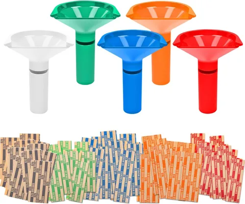 Juego de 5 tubos para contadores de monedas y clasificadores de monedas con código de colores y envoltorios de rollos de monedas surtidos