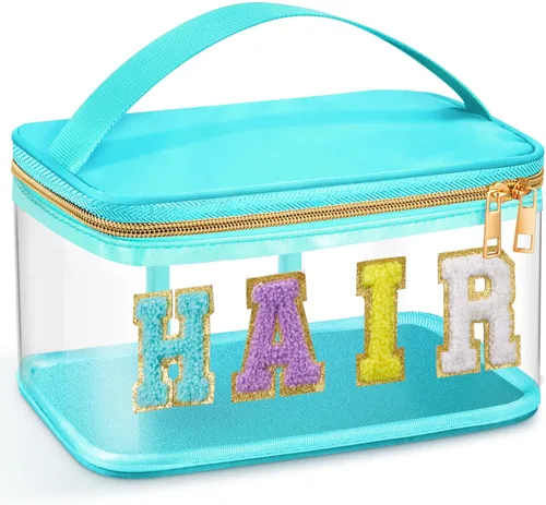 Miniatura 16 de Geetery Bolsa de Letras de Chenilla, Estuches de Viaje Meds Cheer Regalos para Porristas Bolsa de Cosméticos Maquillaje de Nylon Portátil Preppy