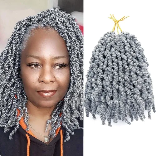 Miniatura 10 de Dorsanee Extensiones de cabello sintético corto estilo Bob Spring Twist de 6 pulgadas, 6 paquetes de extensiones de cabello sintético pretrenzado